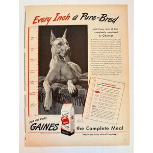 Vintage 1944 Gaines Dog Food Great Dane Advertisement Print Magazine Ad